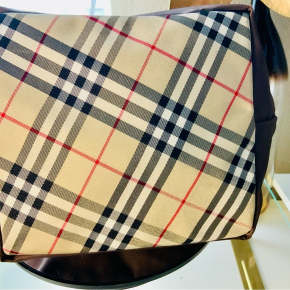 “HOST PICK” BURBERRYSs Nova Check Blue Label Tote Bag Nylon Brown Auth - Picture 9 of 11